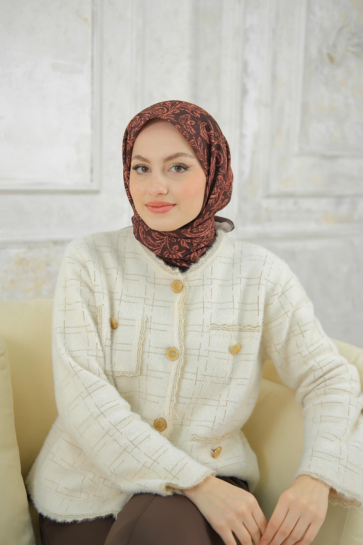 Etnik Desen Soft Şal Kiremit