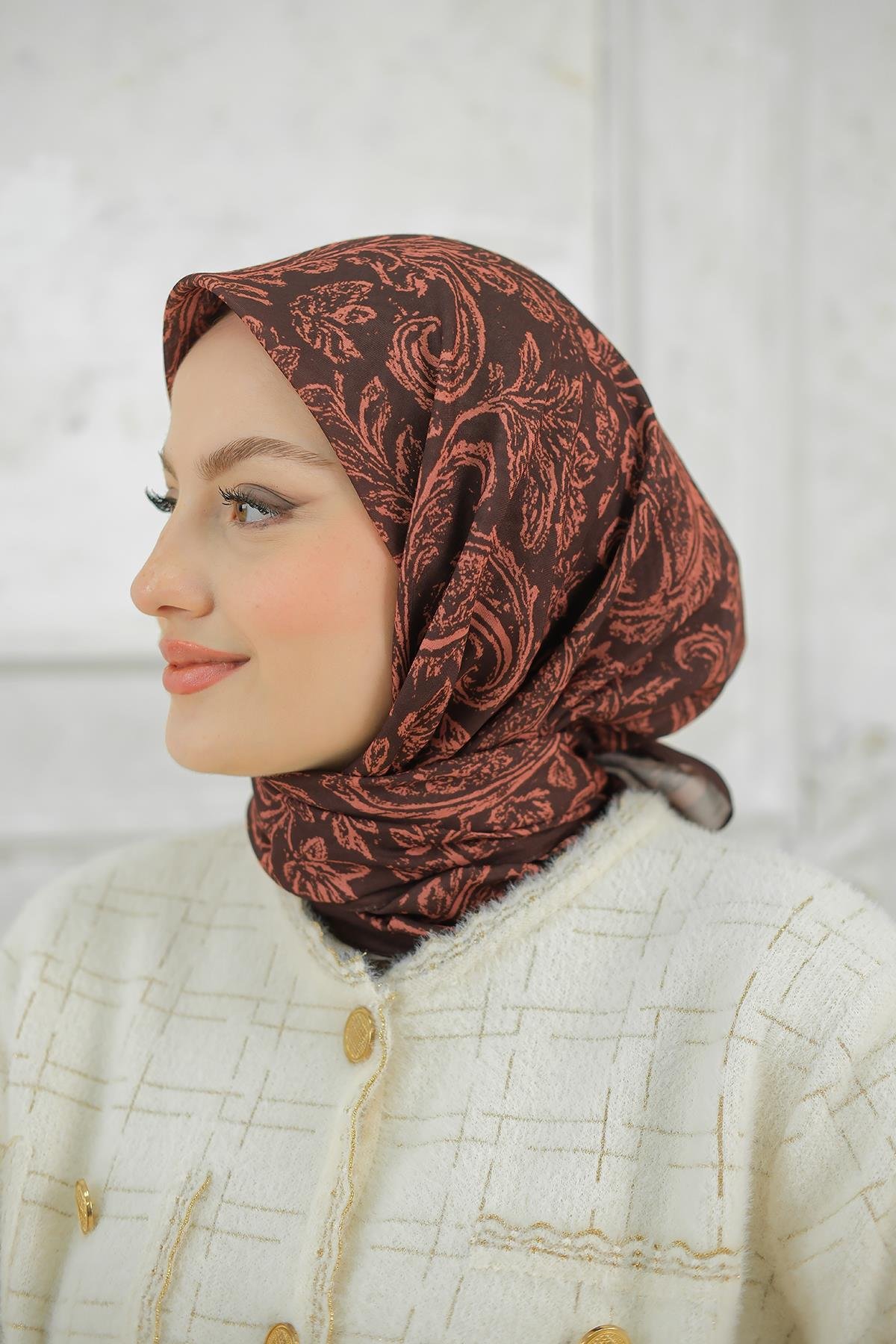 Etnik Desen Soft Şal Kiremit