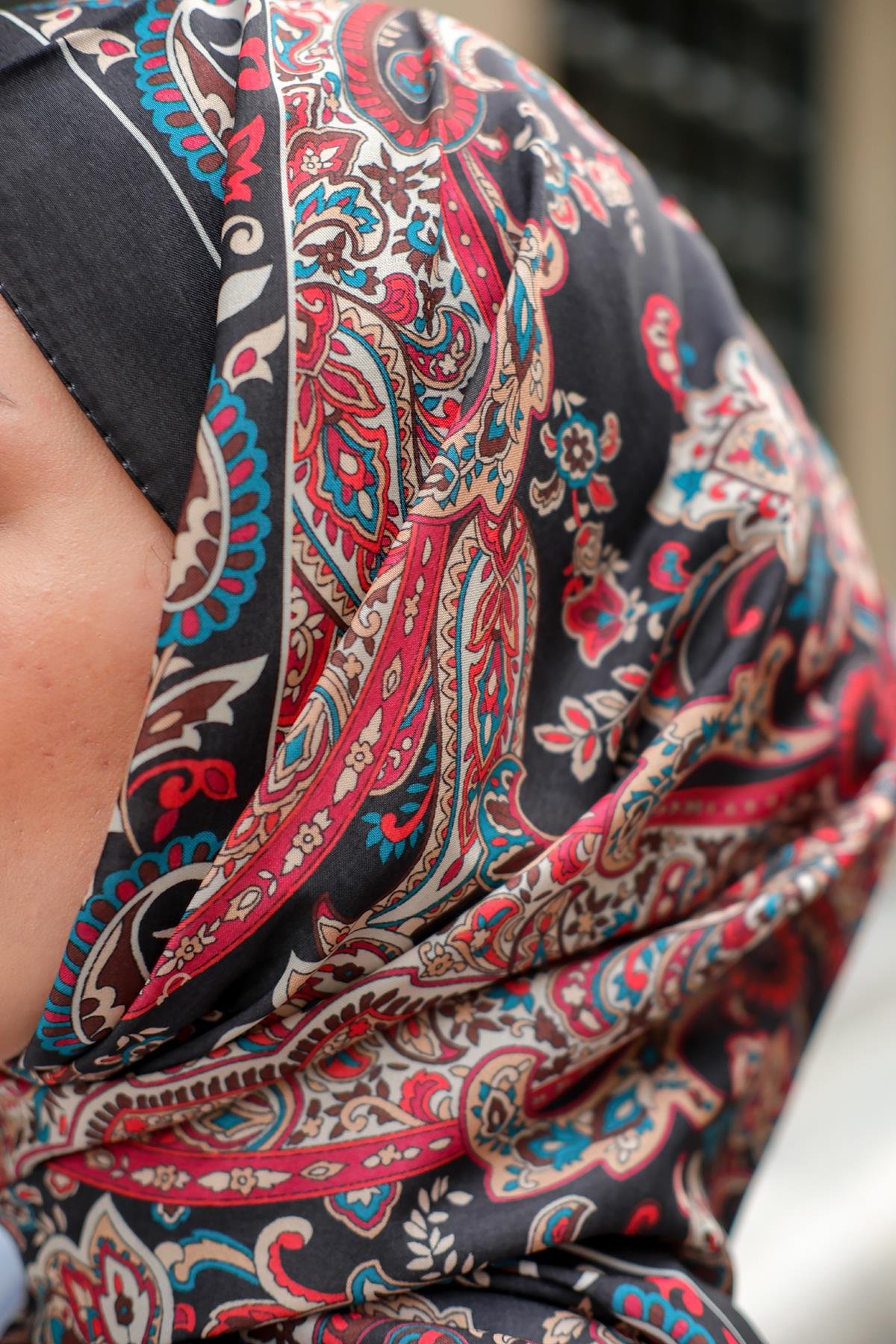 Etnik Desen Soft Şal Lacivert