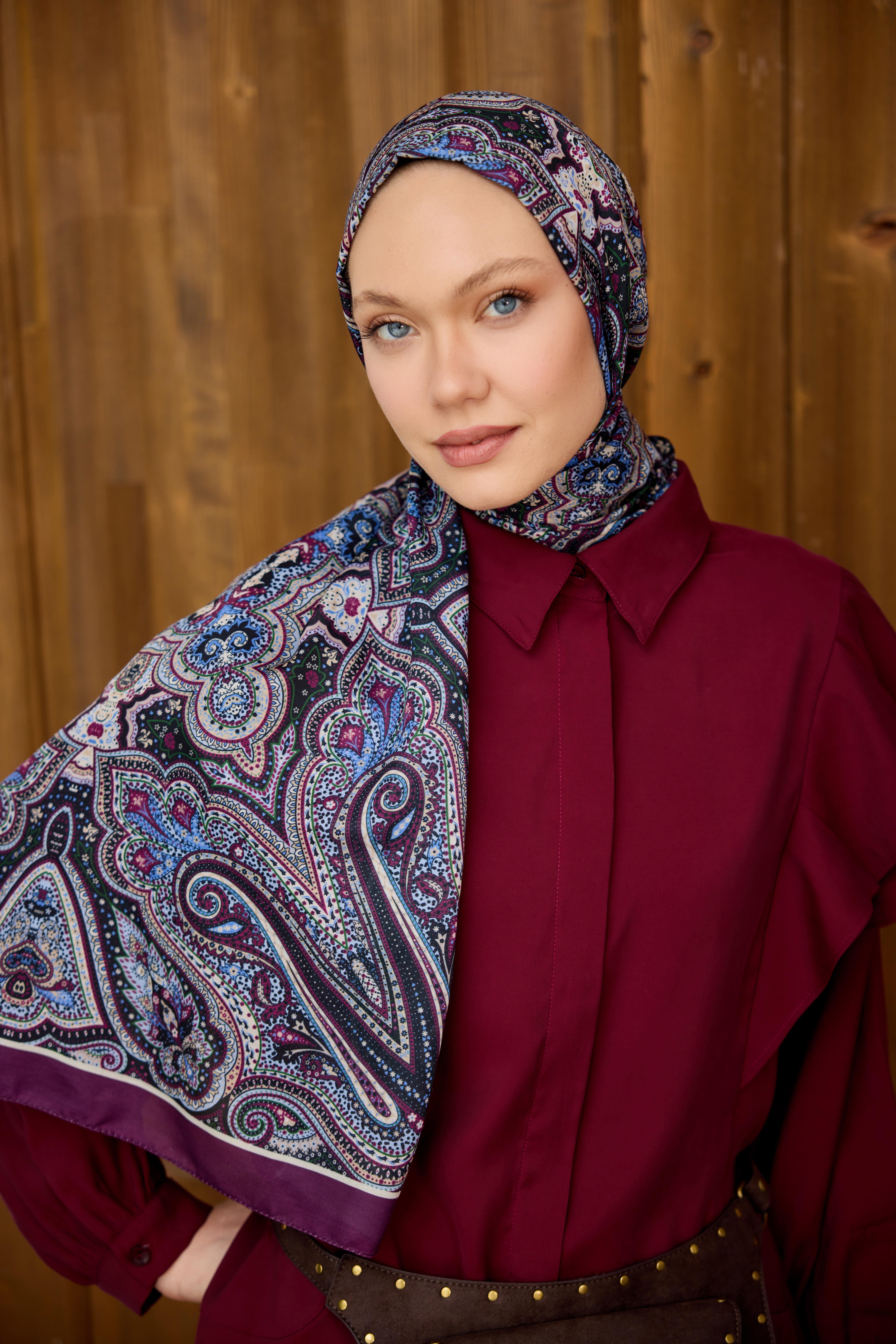 Etnik Desen Soft Şal Mor