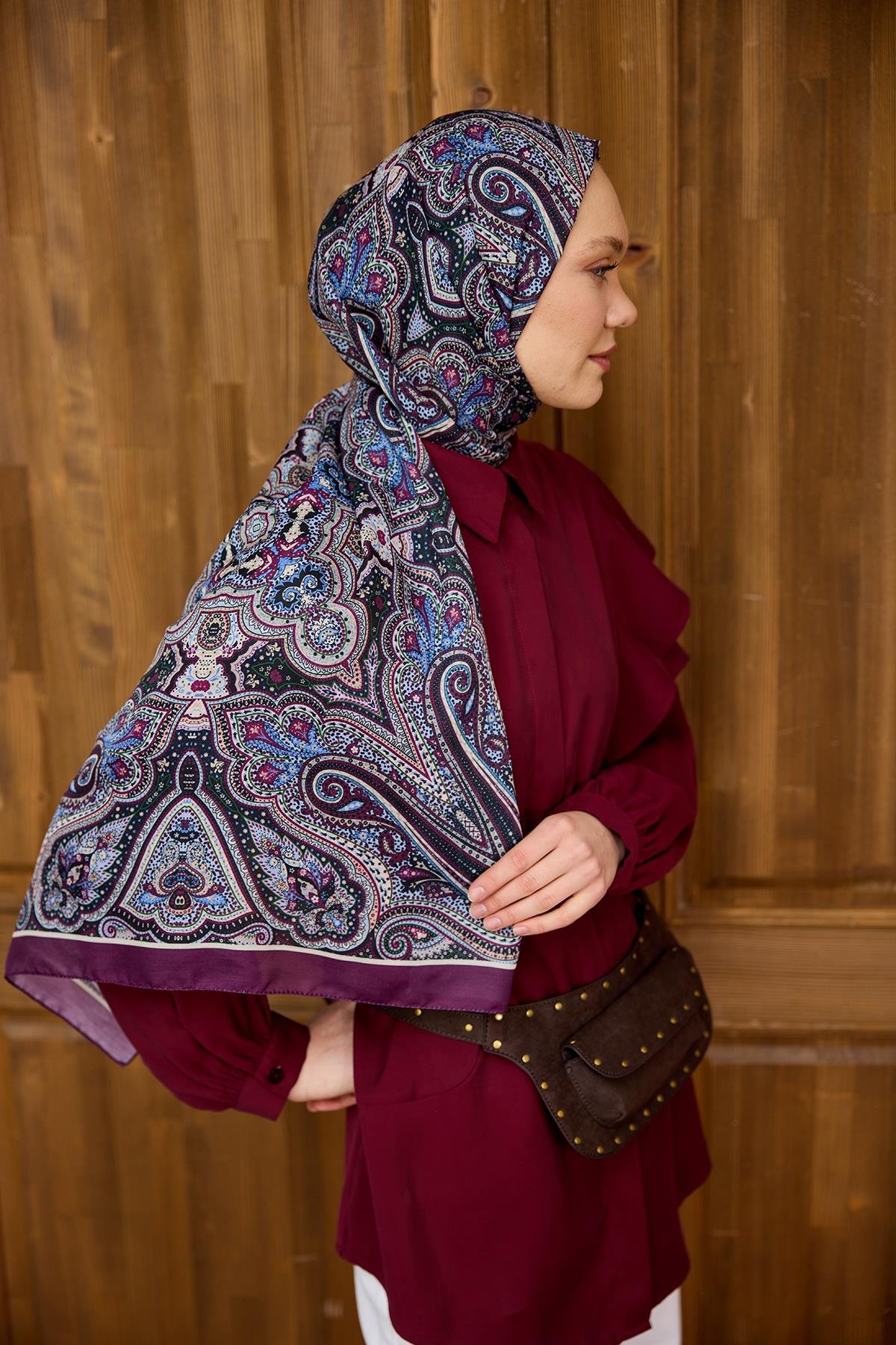 Etnik Desen Soft Şal Mor