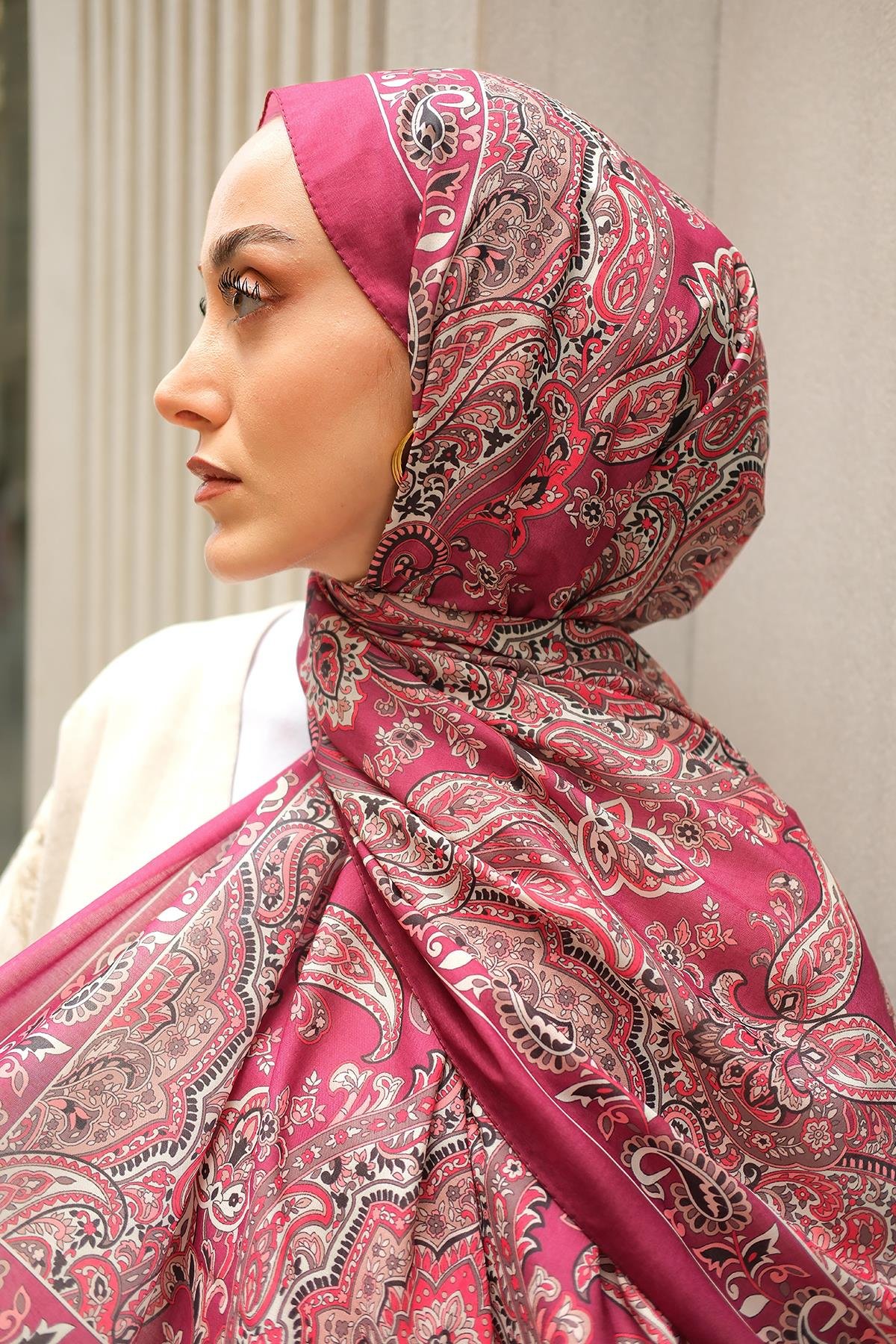 Etnik Desen Soft Şal Mürdüm