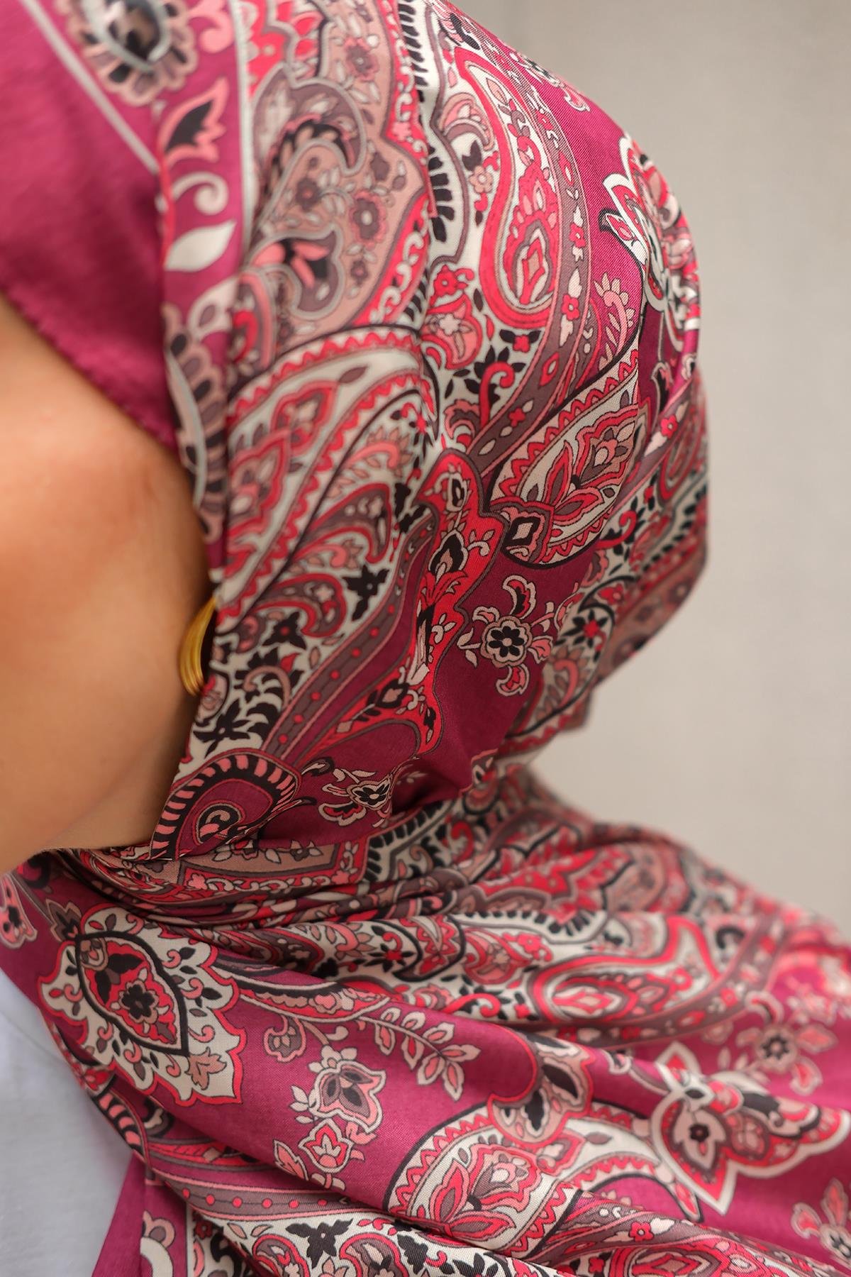 Etnik Desen Soft Şal Mürdüm