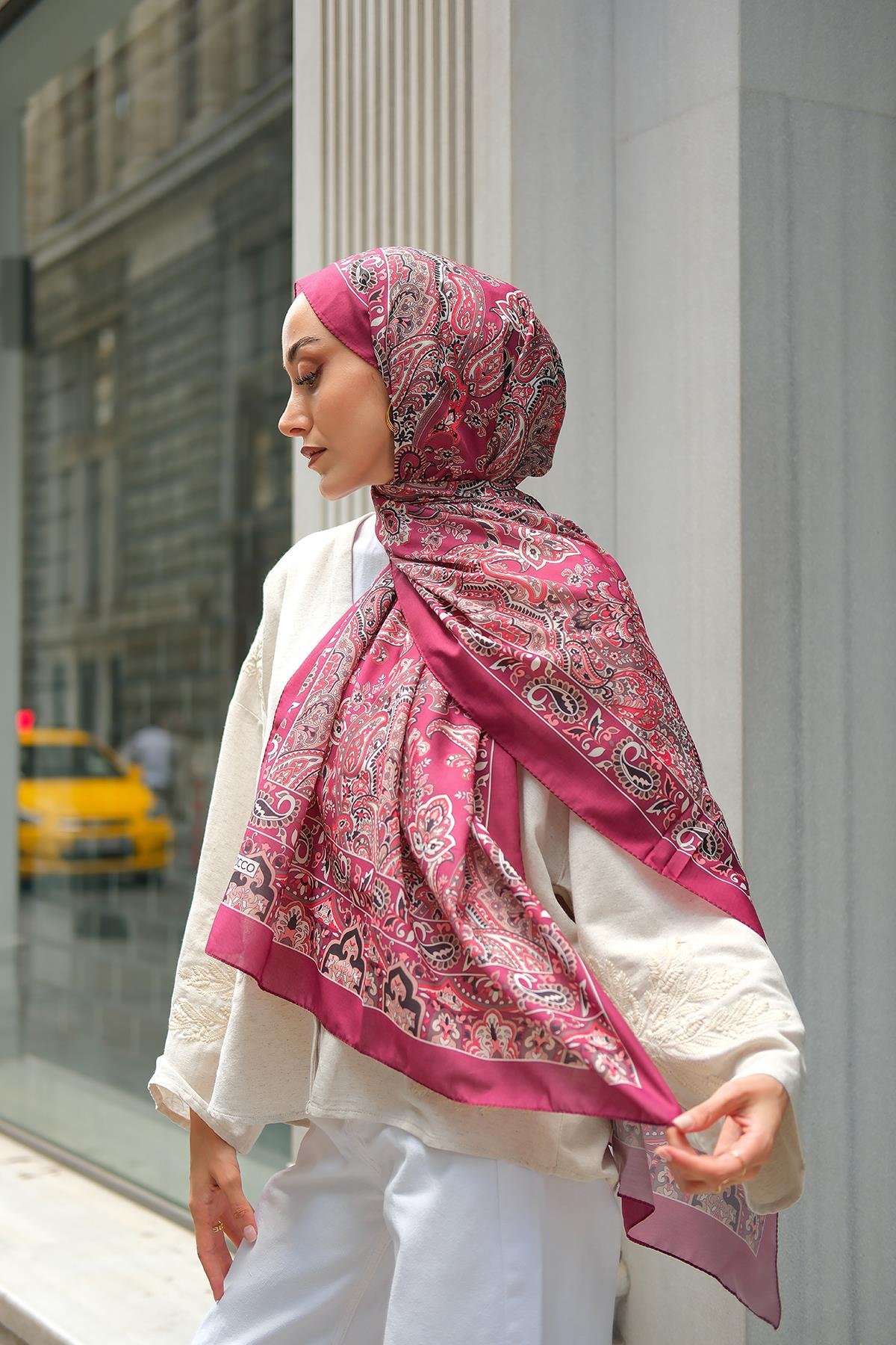 Etnik Desen Soft Şal Mürdüm