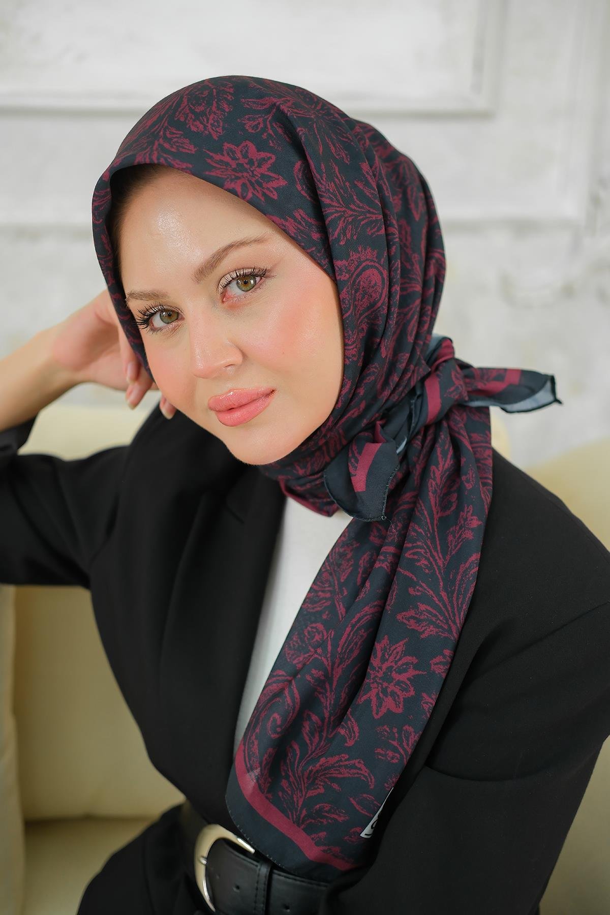 Etnik Desen Soft Şal Siyah