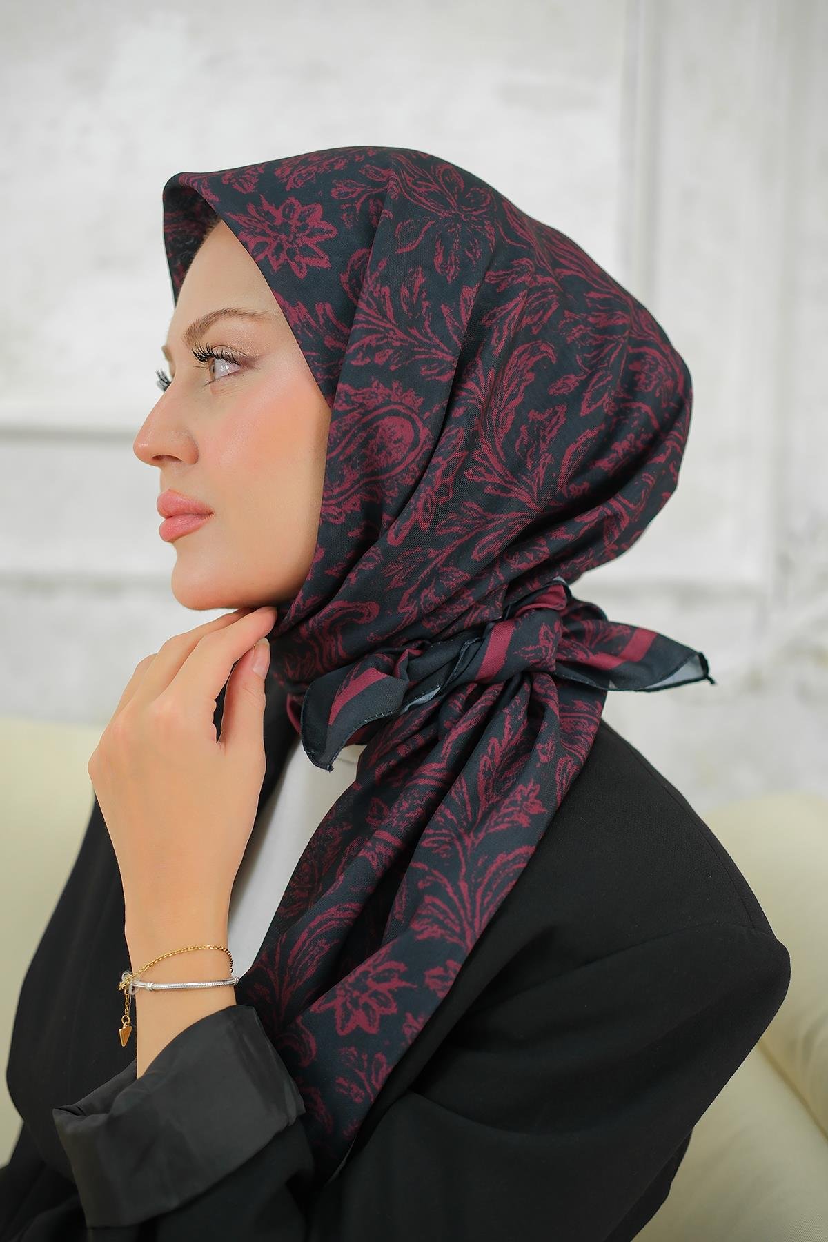 Etnik Desen Soft Şal Siyah