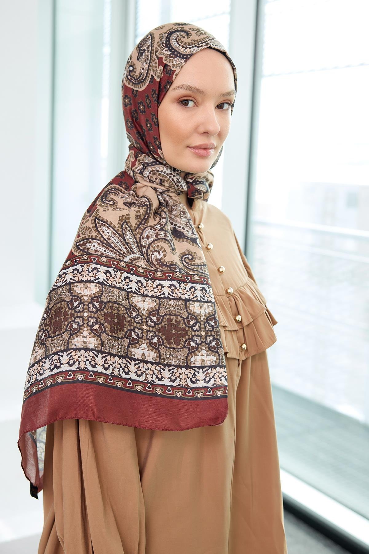 Etnik Desen Soft Şal Taba