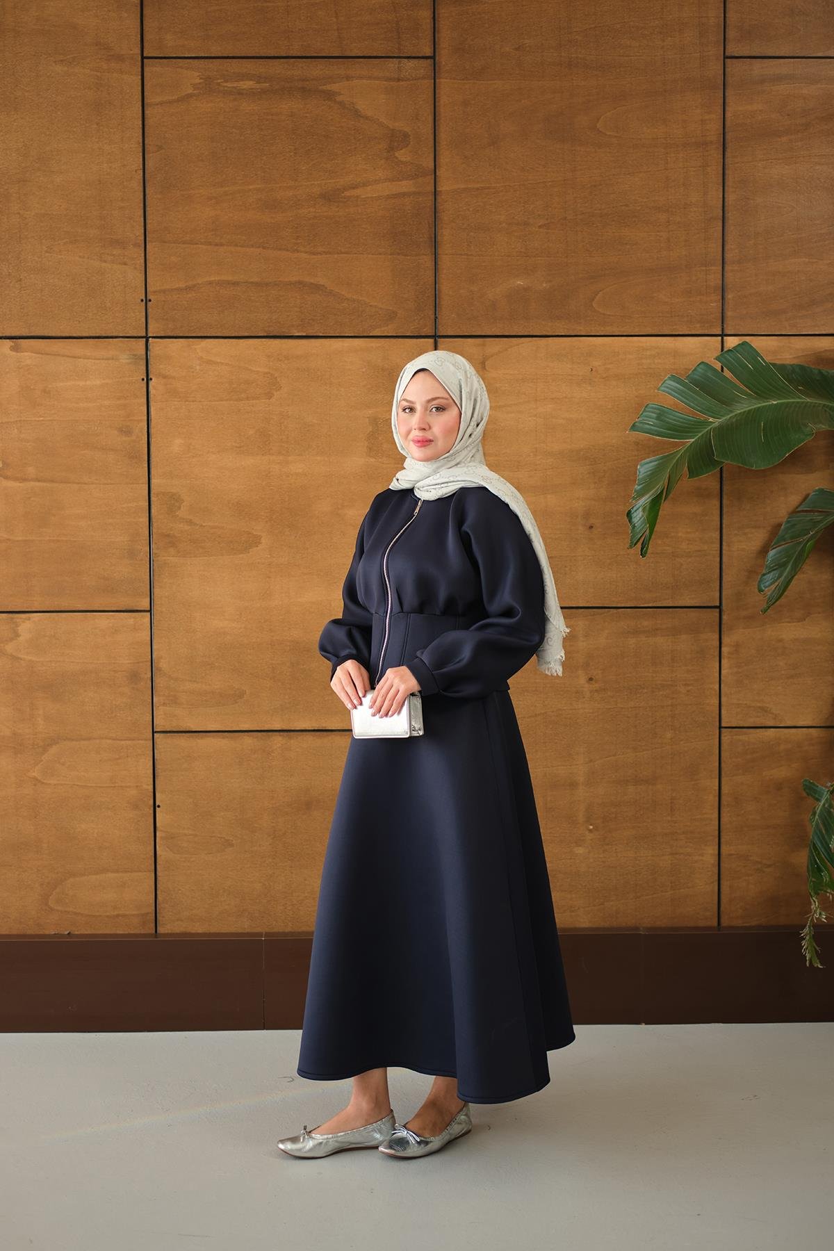 Fermuarlı Etekli Takım Lacivert