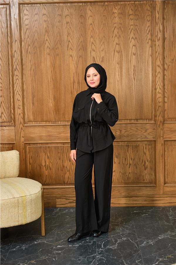 Fermuarlı İkili Takım Siyah