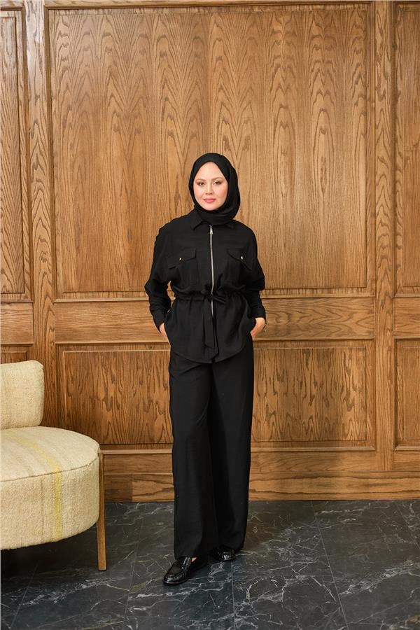 Fermuarlı İkili Takım Siyah