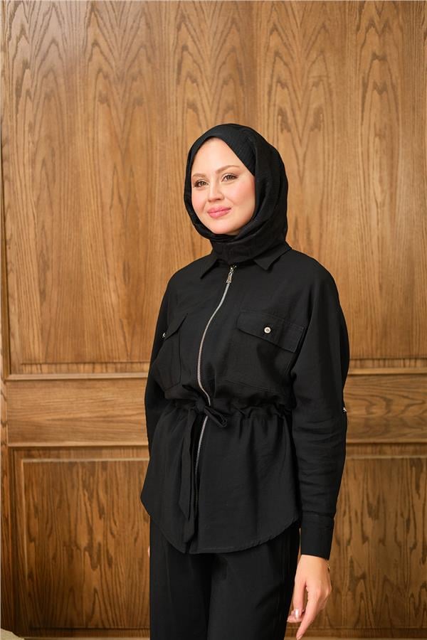 Fermuarlı İkili Takım Siyah