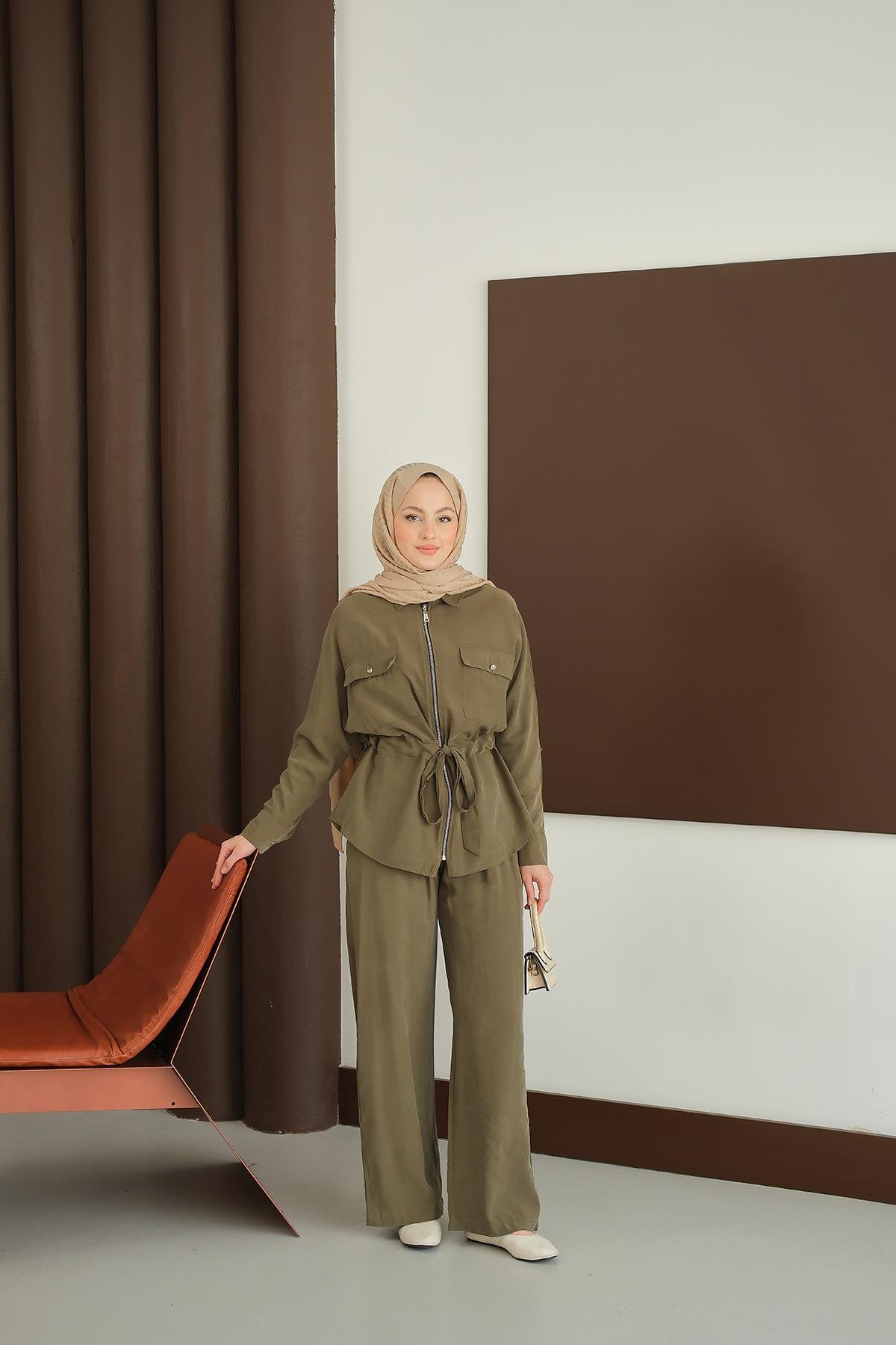 Fermuarlı İkili Takım Yeşil