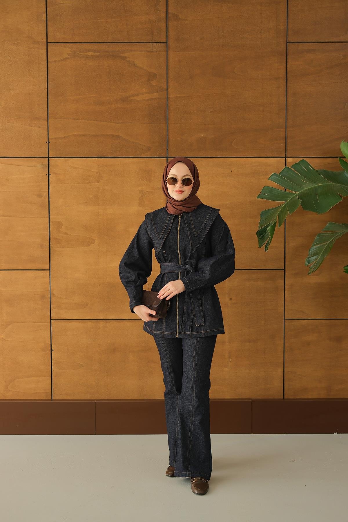 Fermuarlı Kot Takım Lacivert