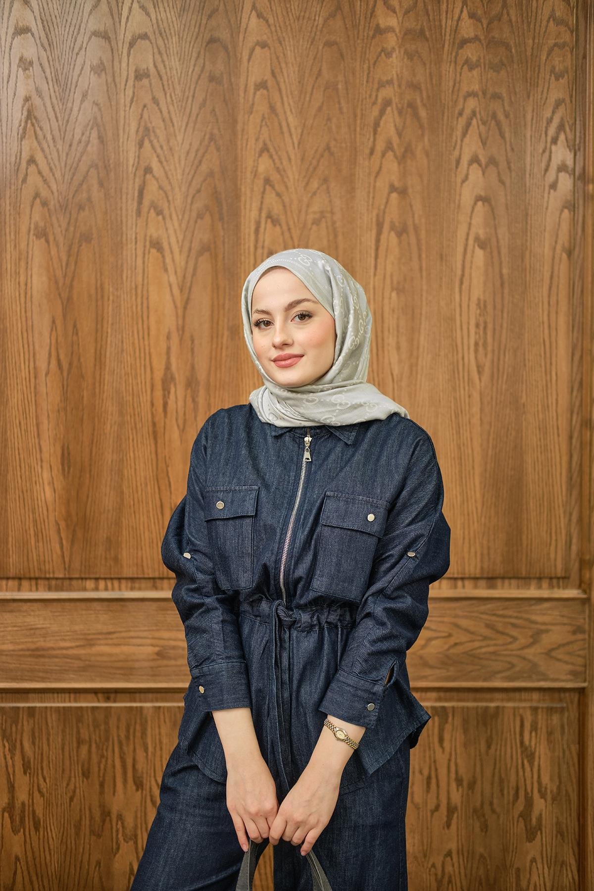 Fermuarlı Kot Takım Lacivert