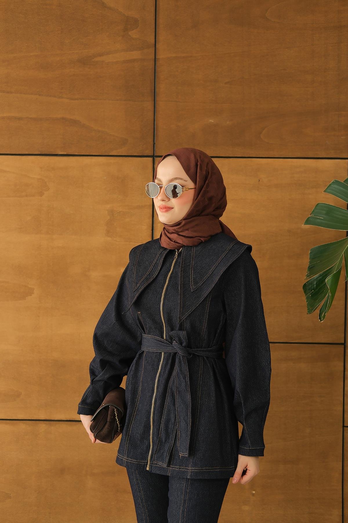 Fermuarlı Kot Takım Lacivert