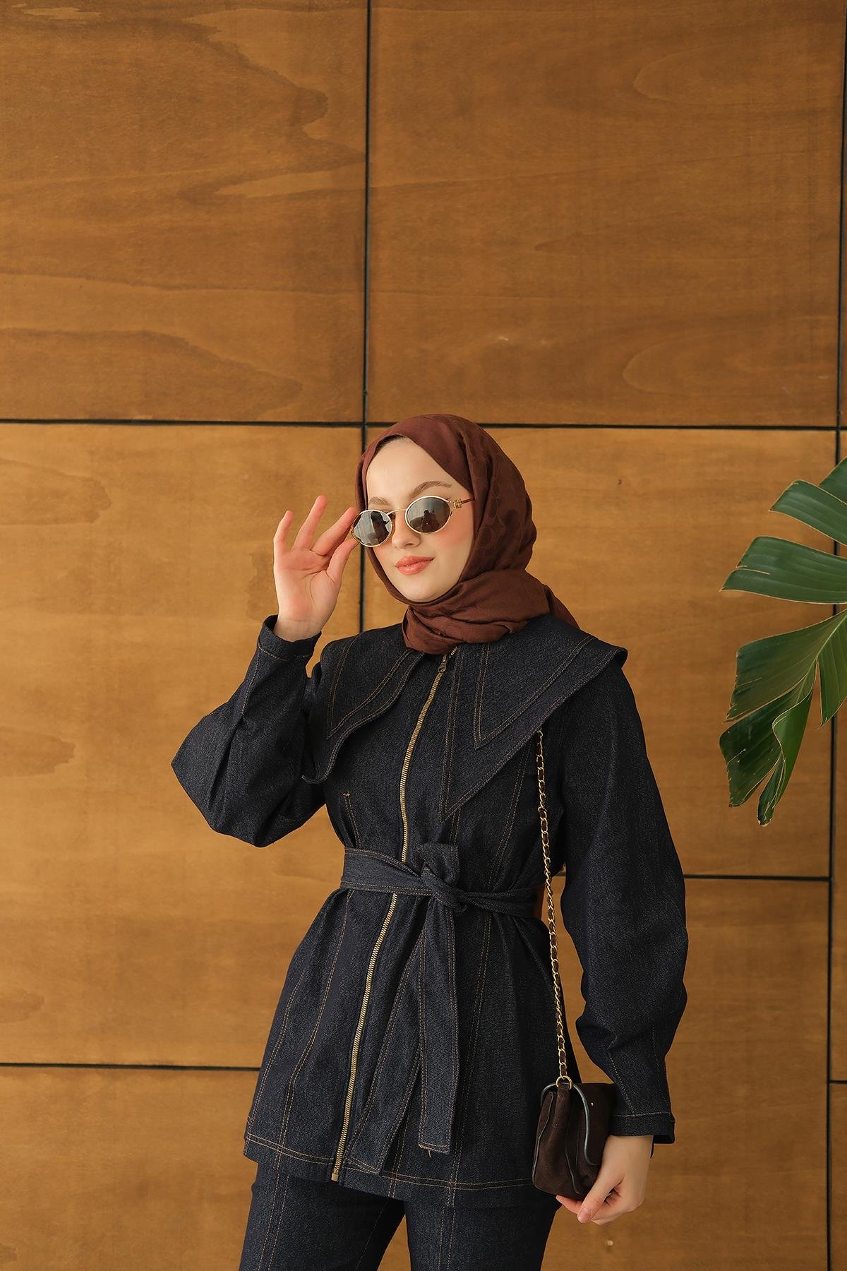 Fermuarlı Kot Takım Lacivert