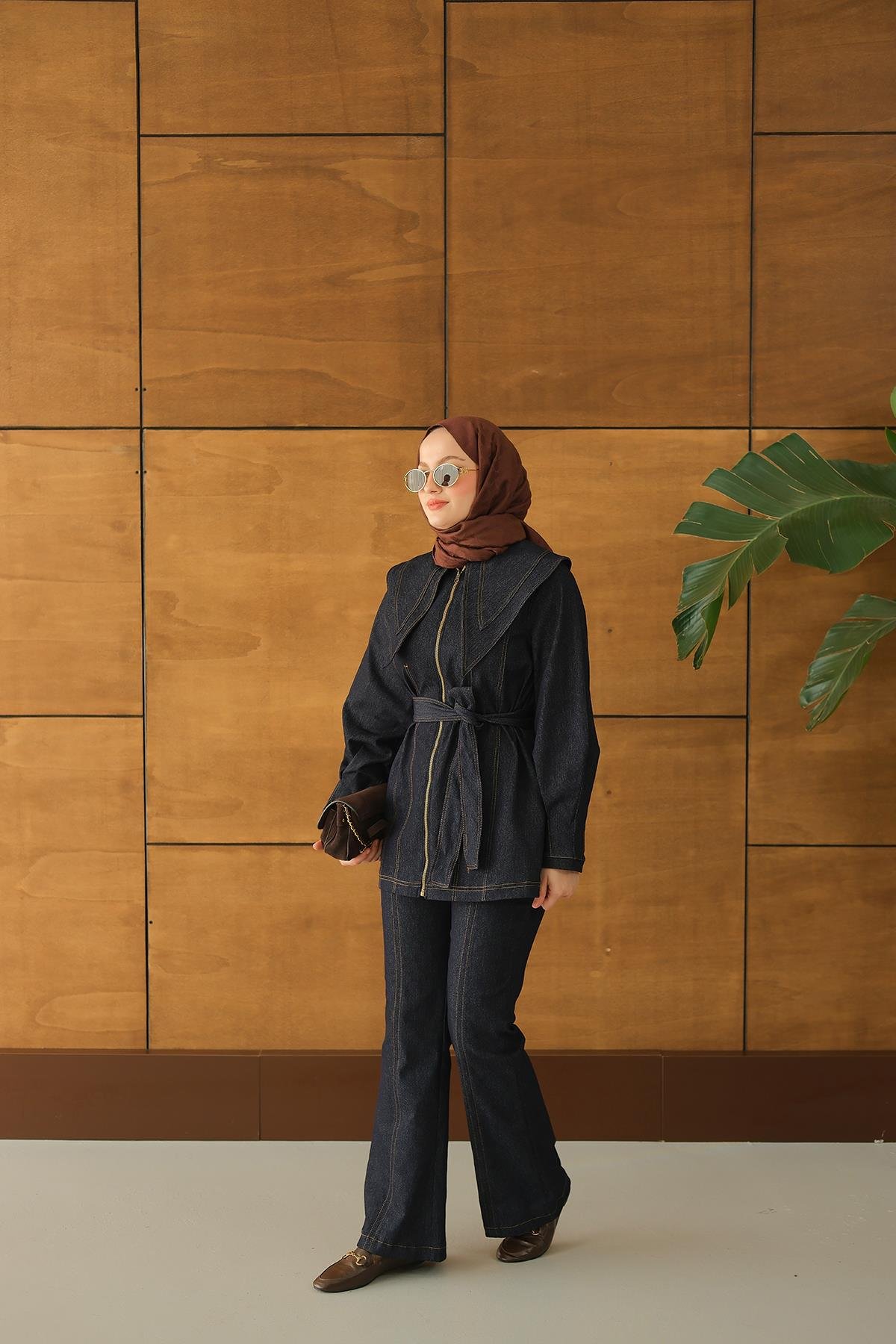 Fermuarlı Kot Takım Lacivert