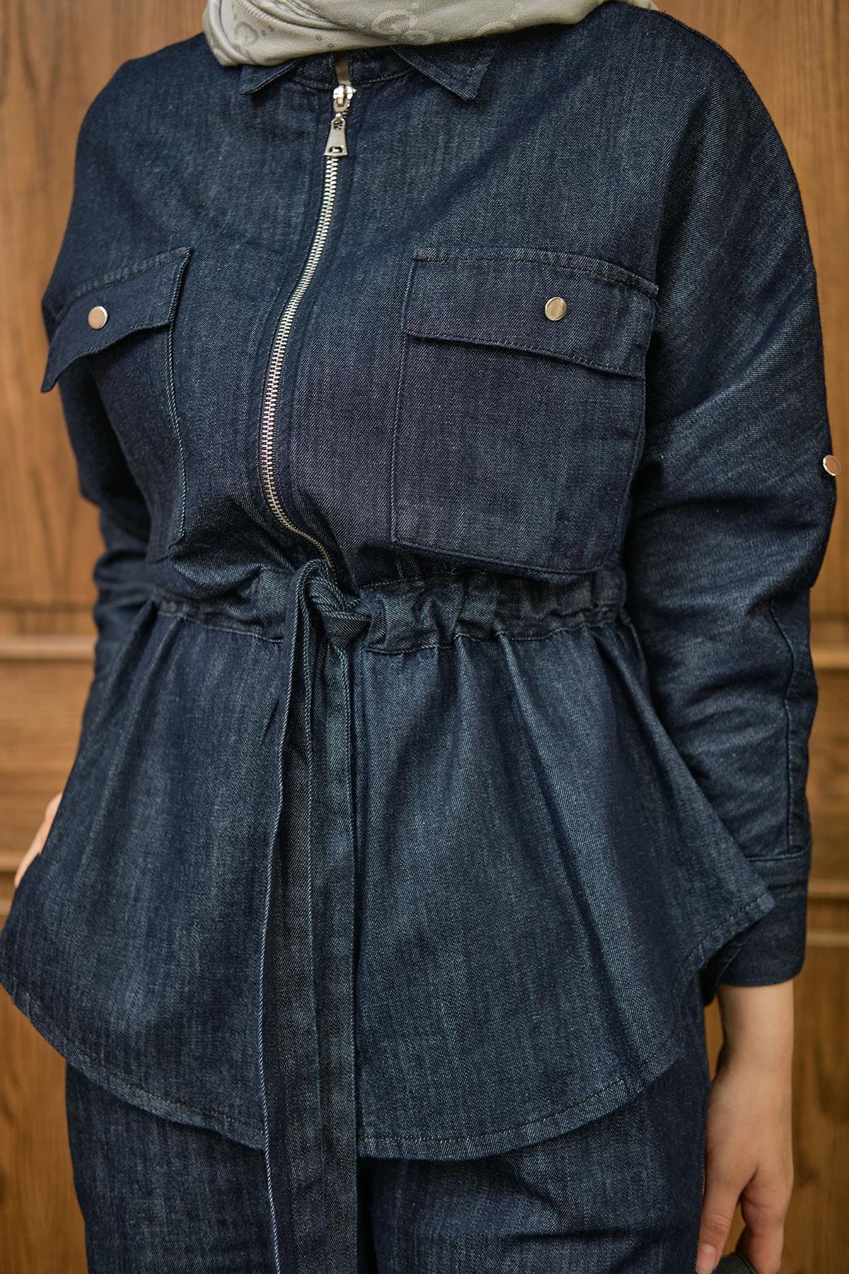 Fermuarlı Kot Takım Lacivert