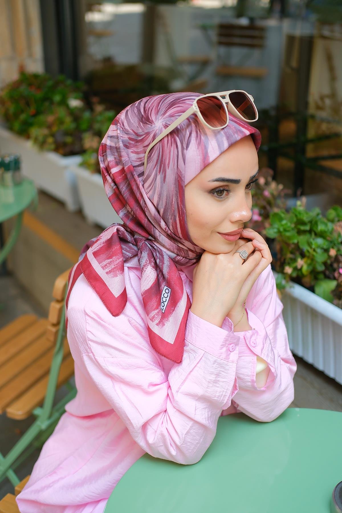 Fırça Desen Soft Eşarp Bordo