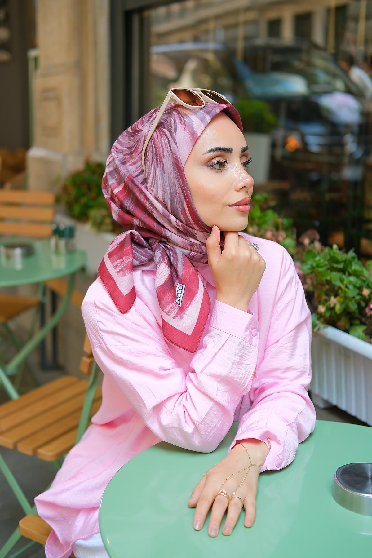 Fırça Desen Soft Eşarp Bordo