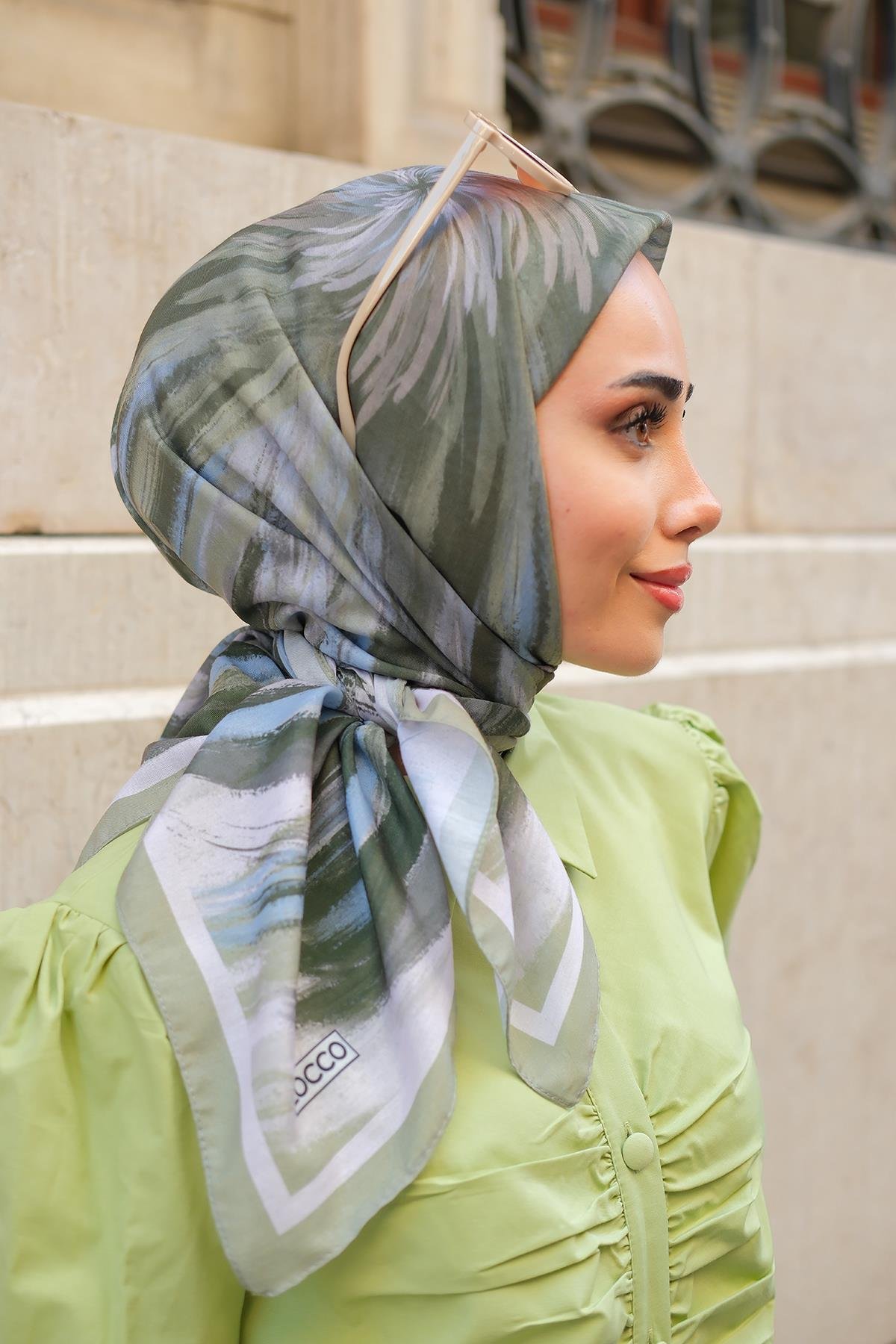 Fırça Desen Soft Eşarp Küf Yeşil