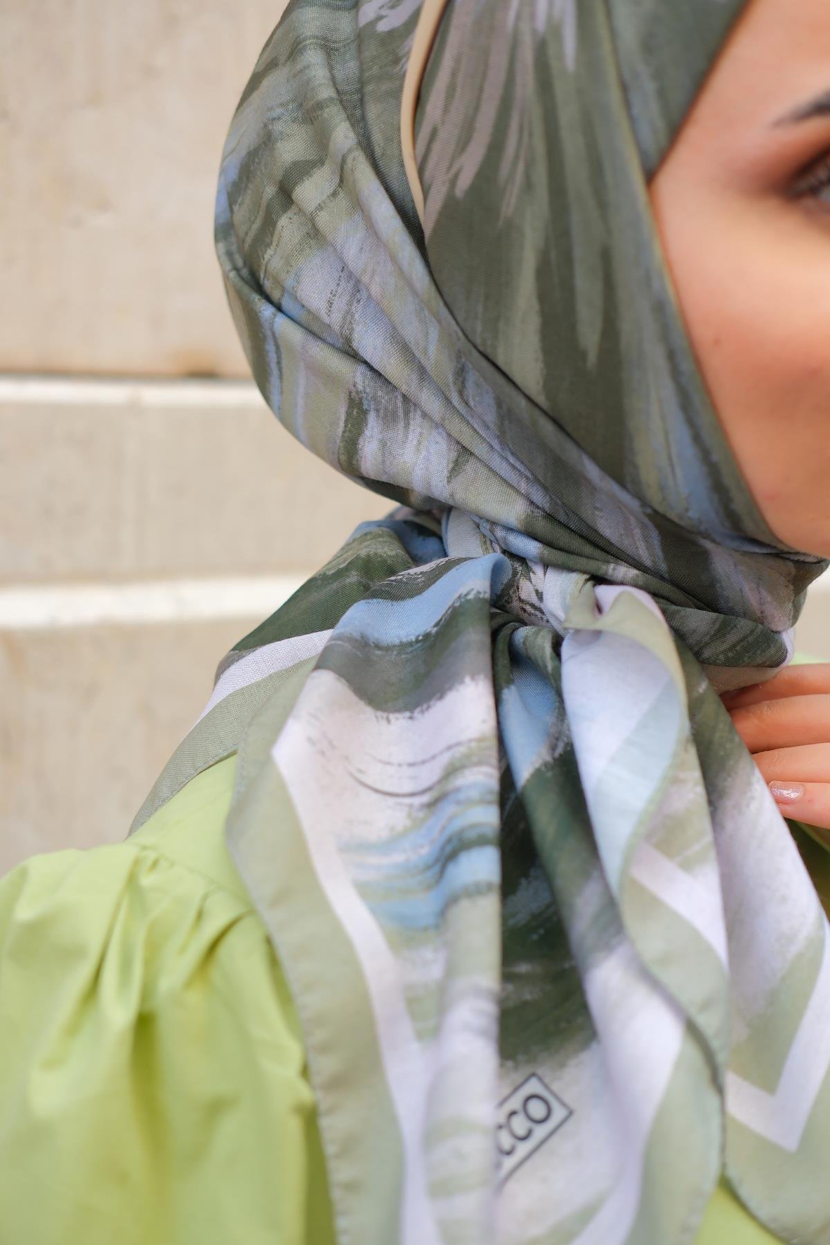 Fırça Desen Soft Eşarp Küf Yeşil