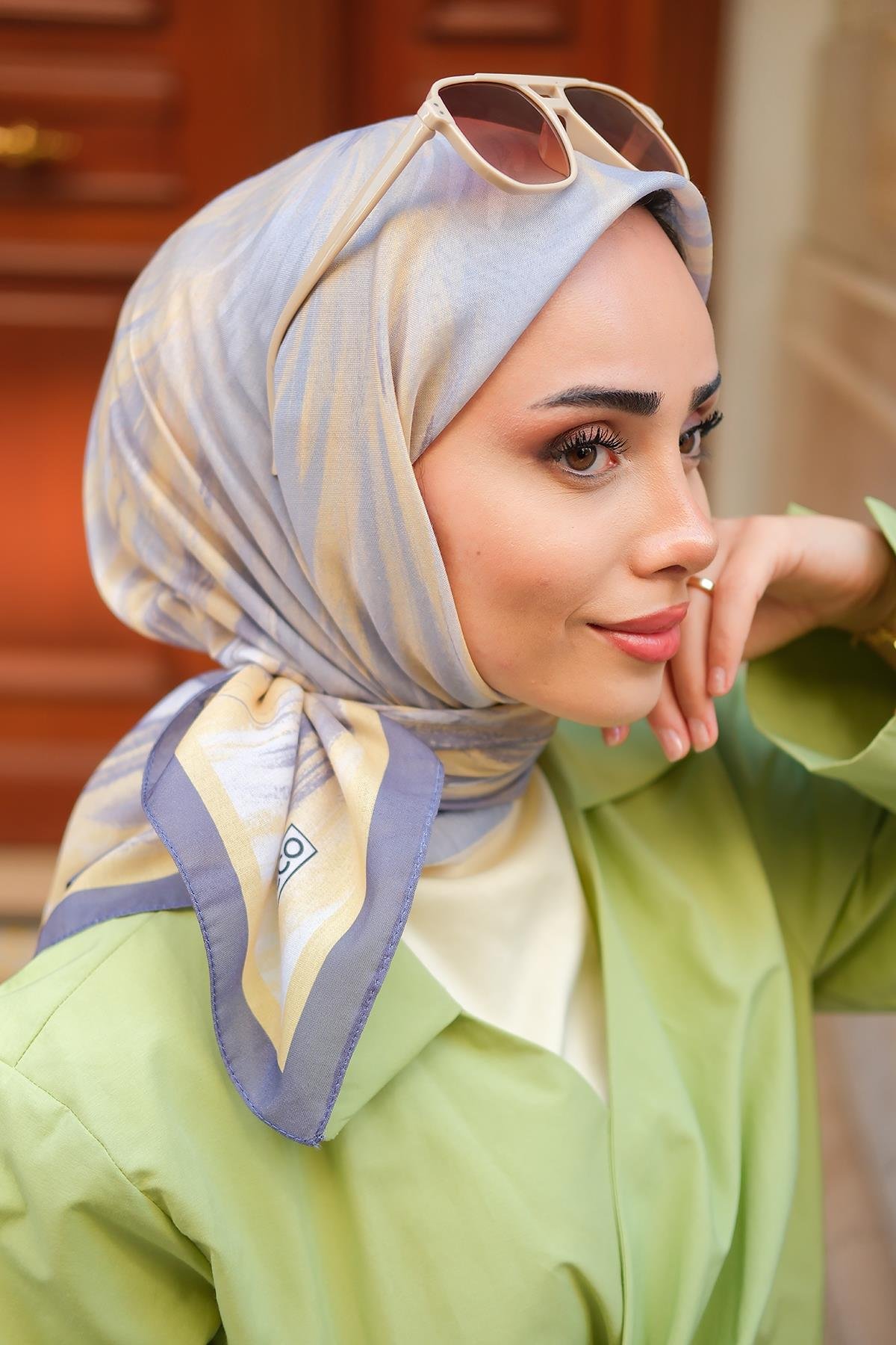 Fırça Desen Soft Eşarp Sarı