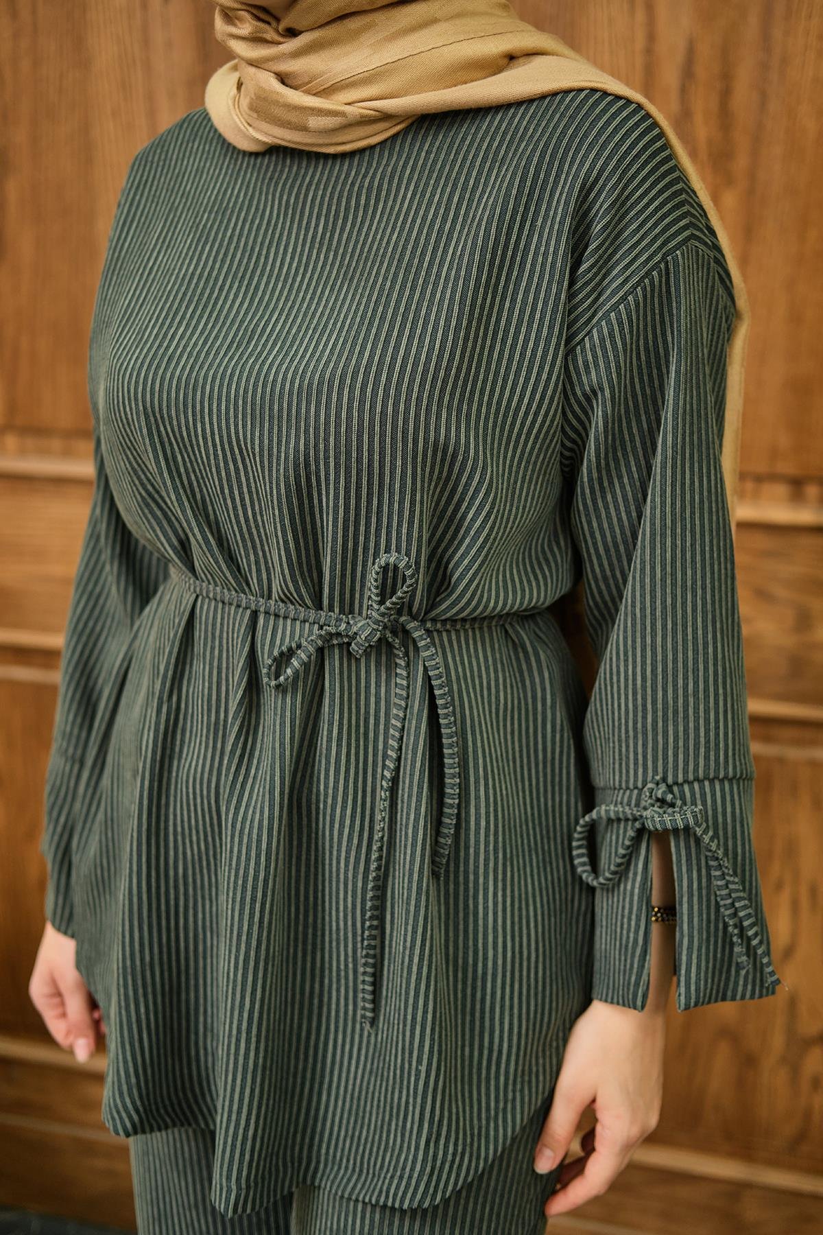 Fitilli İkili Takım Zümrüt Yeşil