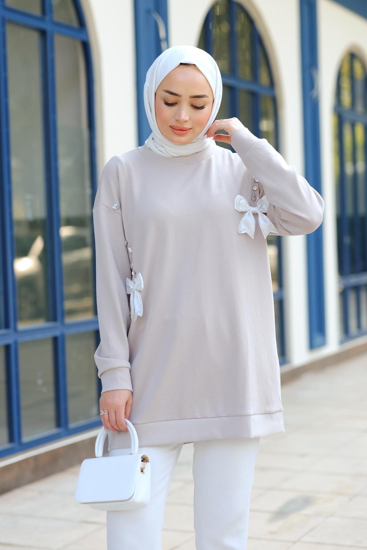 Fiyonk Detay Tunik Krem