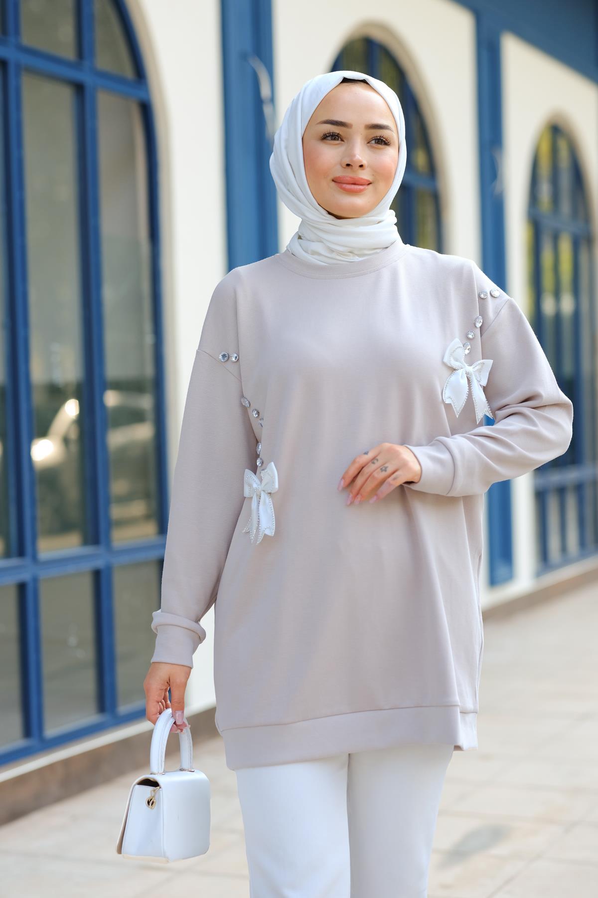 Fiyonk Detay Tunik Krem