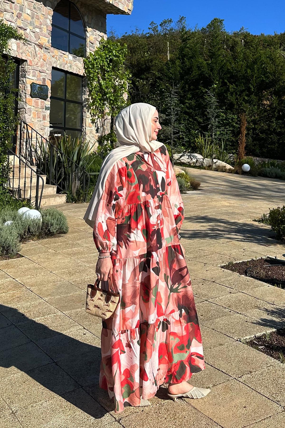 Freiruz Desen Elbise Kırmızı