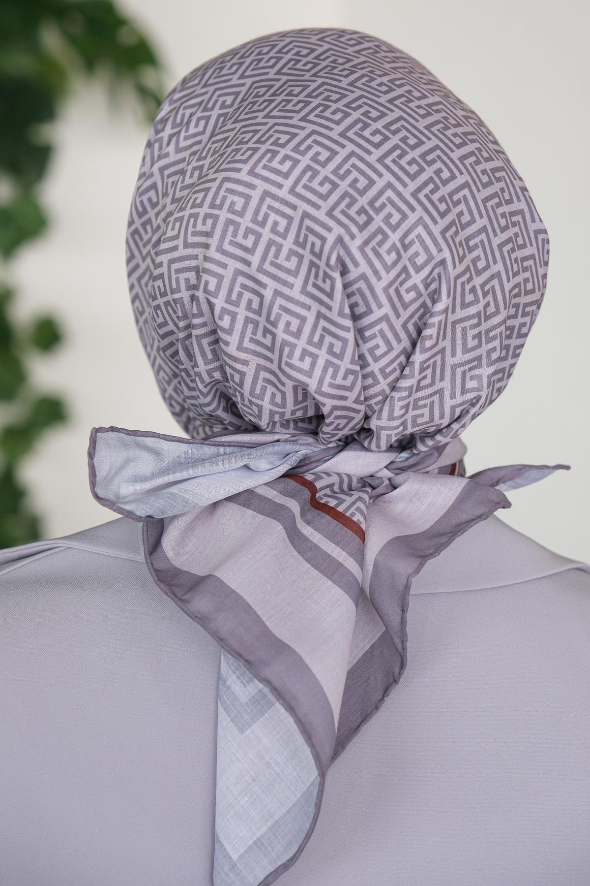 Geometrik Desen Eşarp Gri