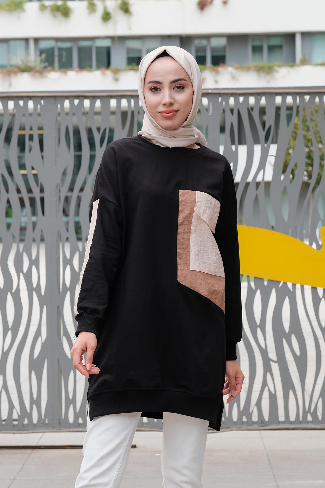 Geometrik Desen Tunik  Siyah