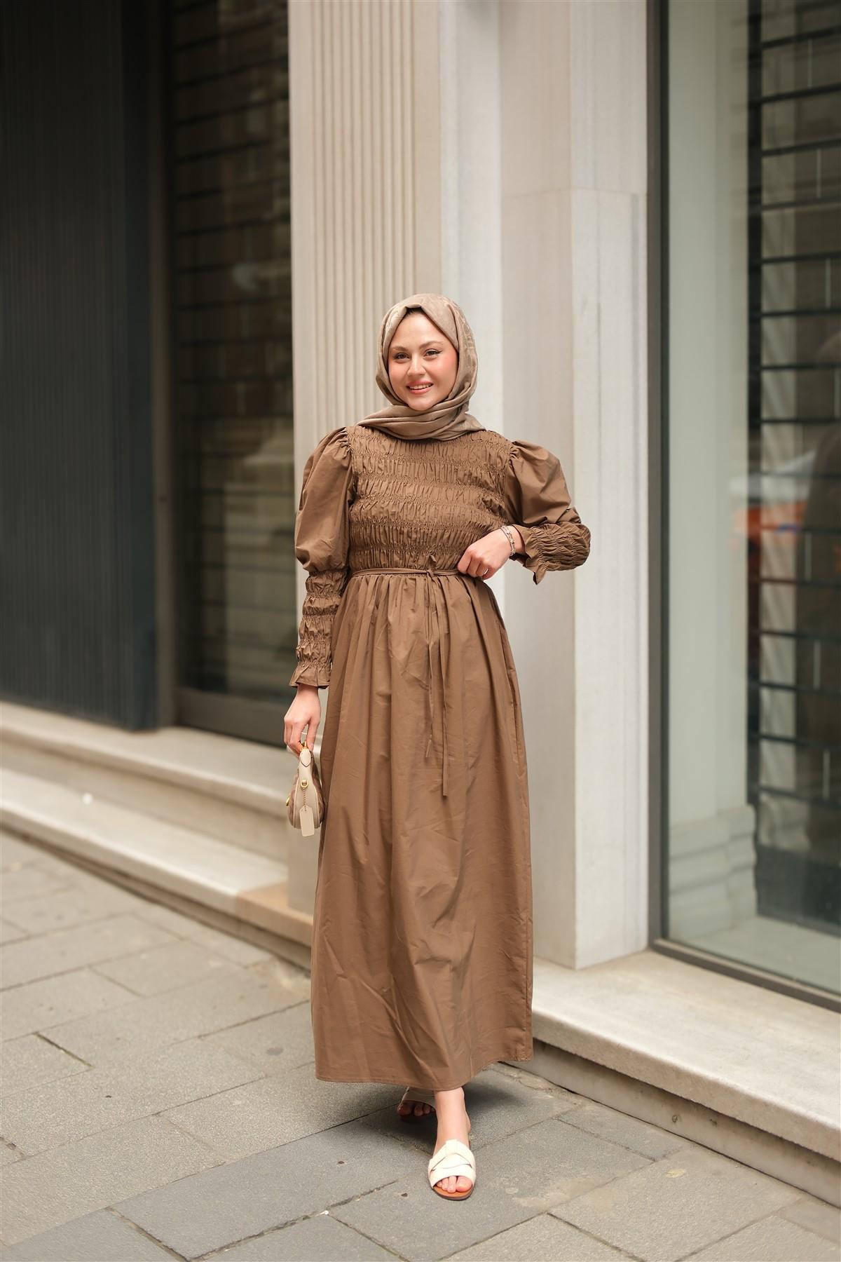 Gipeli Elbise Kahverengi
