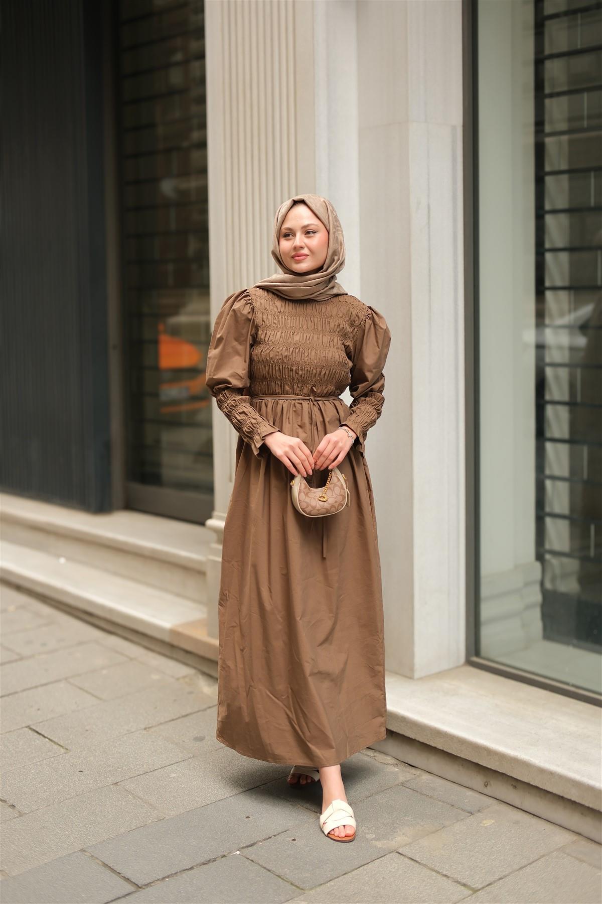 Gipeli Elbise Kahverengi