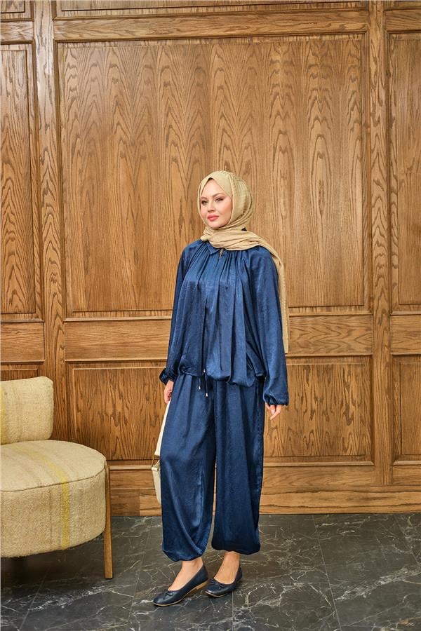 Gizli Fermuar Detay Takım Lacivert