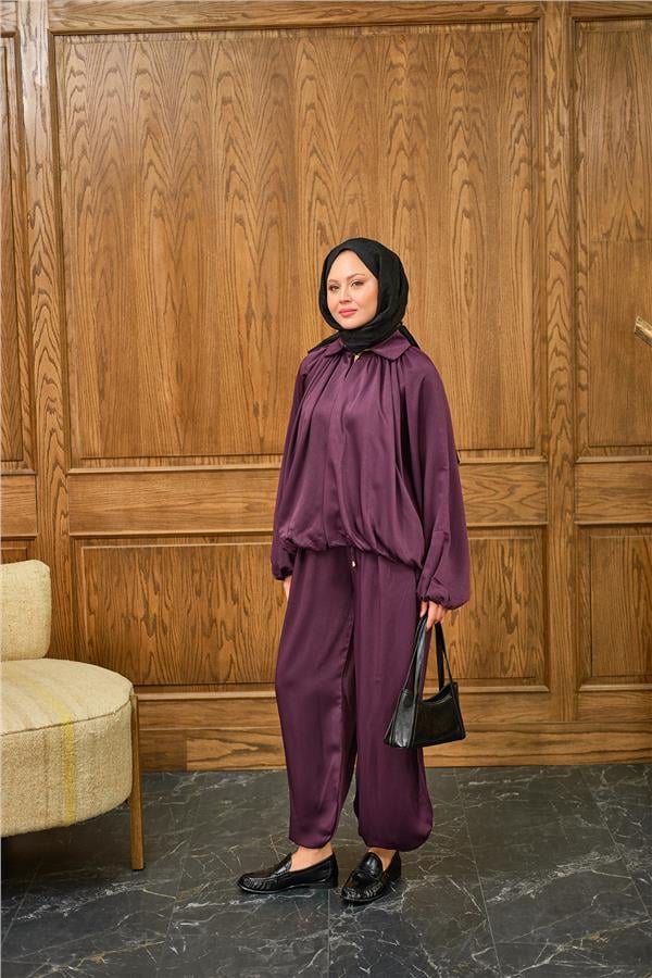 Gizli Fermuar Detay Takım Mürdüm