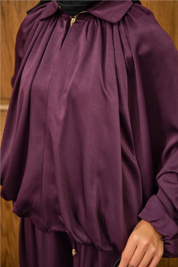 Gizli Fermuar Detay Takım Mürdüm