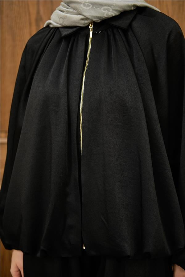 Gizli Fermuar Detay Takım Siyah