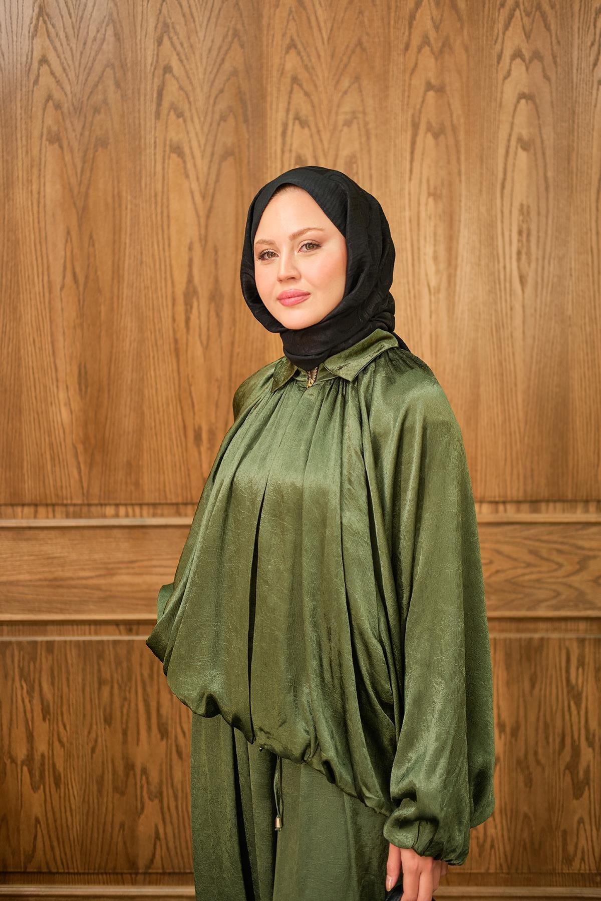 Gizli Fermuar Detay Takım Yeşil