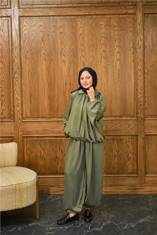 Gizli Fermuar Detay Takım Yeşil