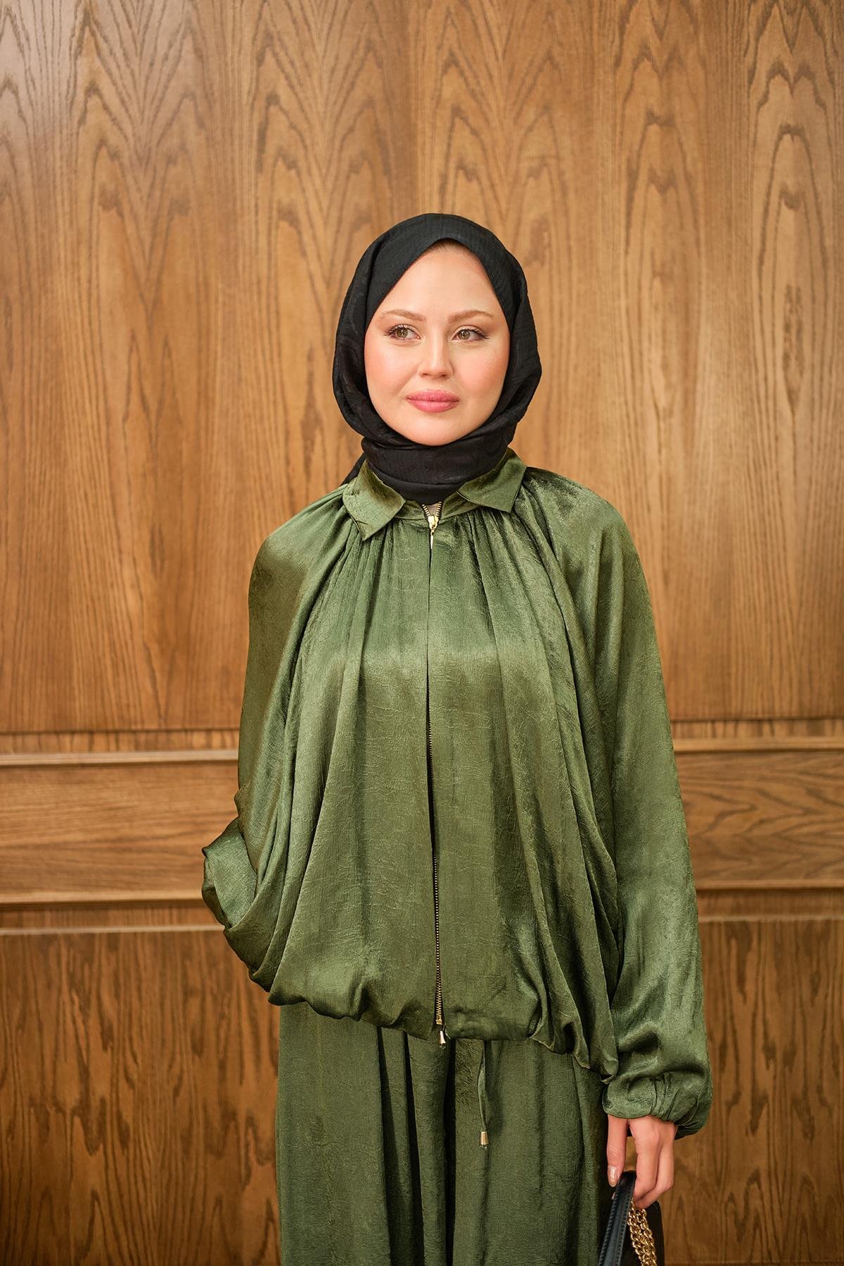 Gizli Fermuar Detay Takım Yeşil