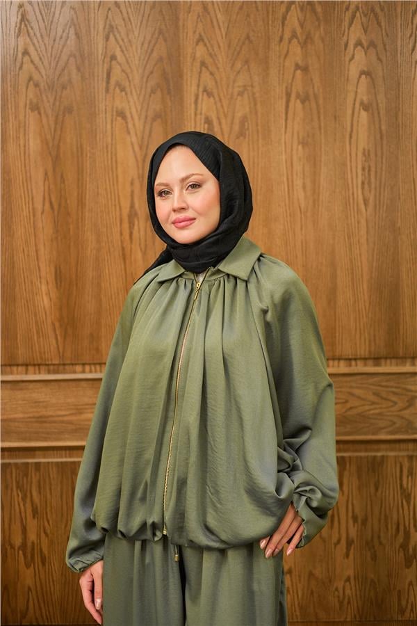 Gizli Fermuar Detay Takım Yeşil