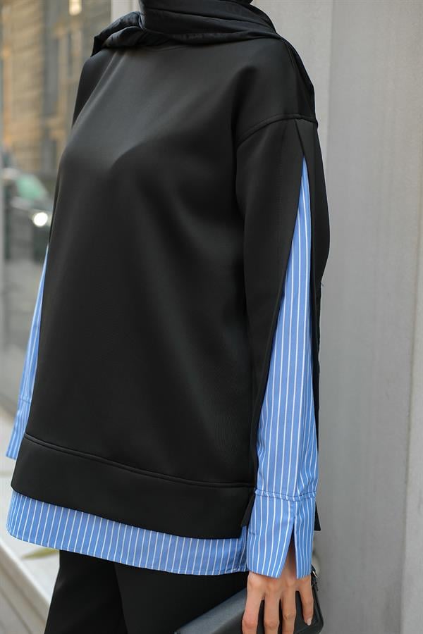 Gömlek Detay İkili Takım Siyah