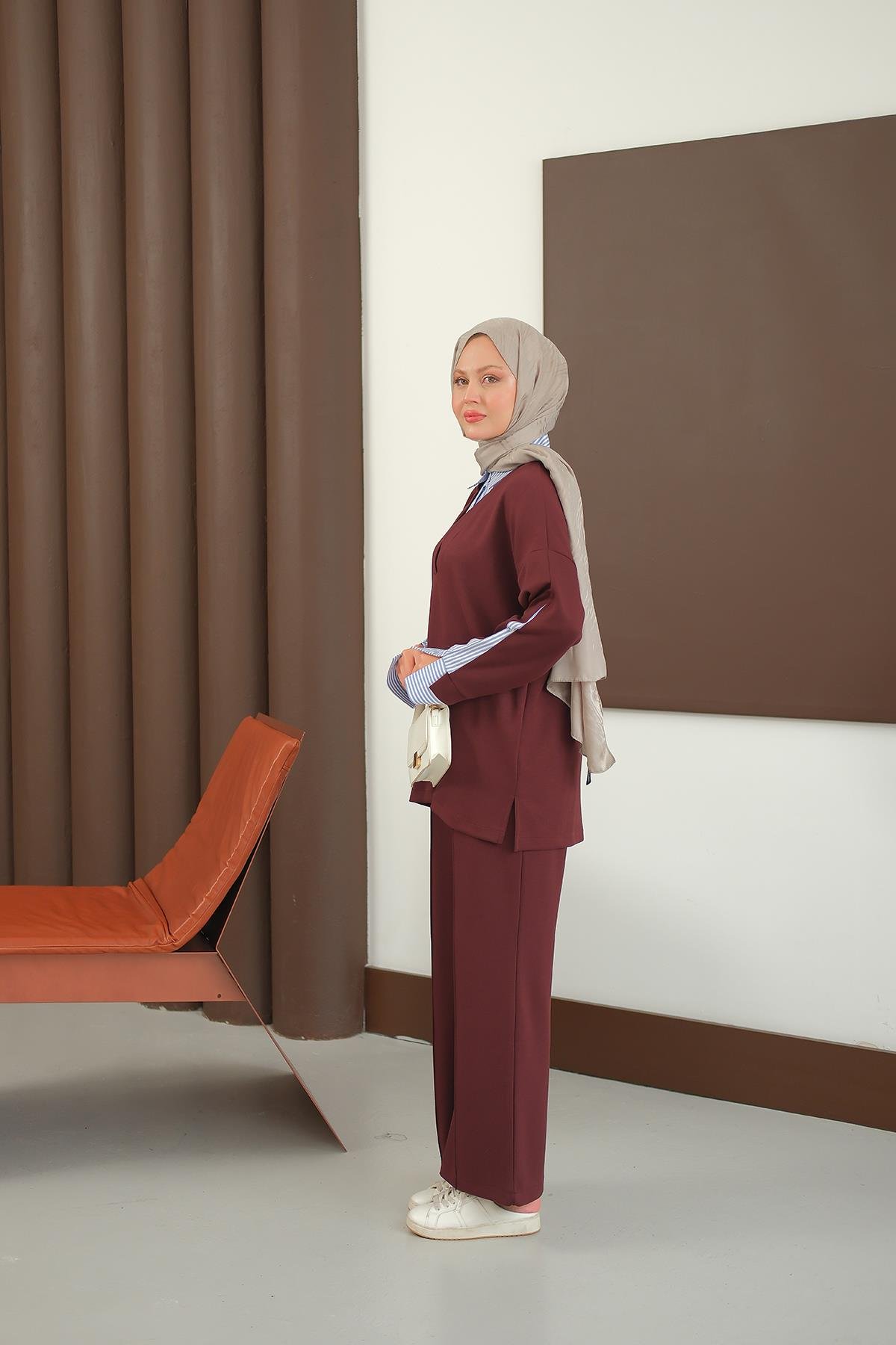 Gömlek Detay Takım Bordo