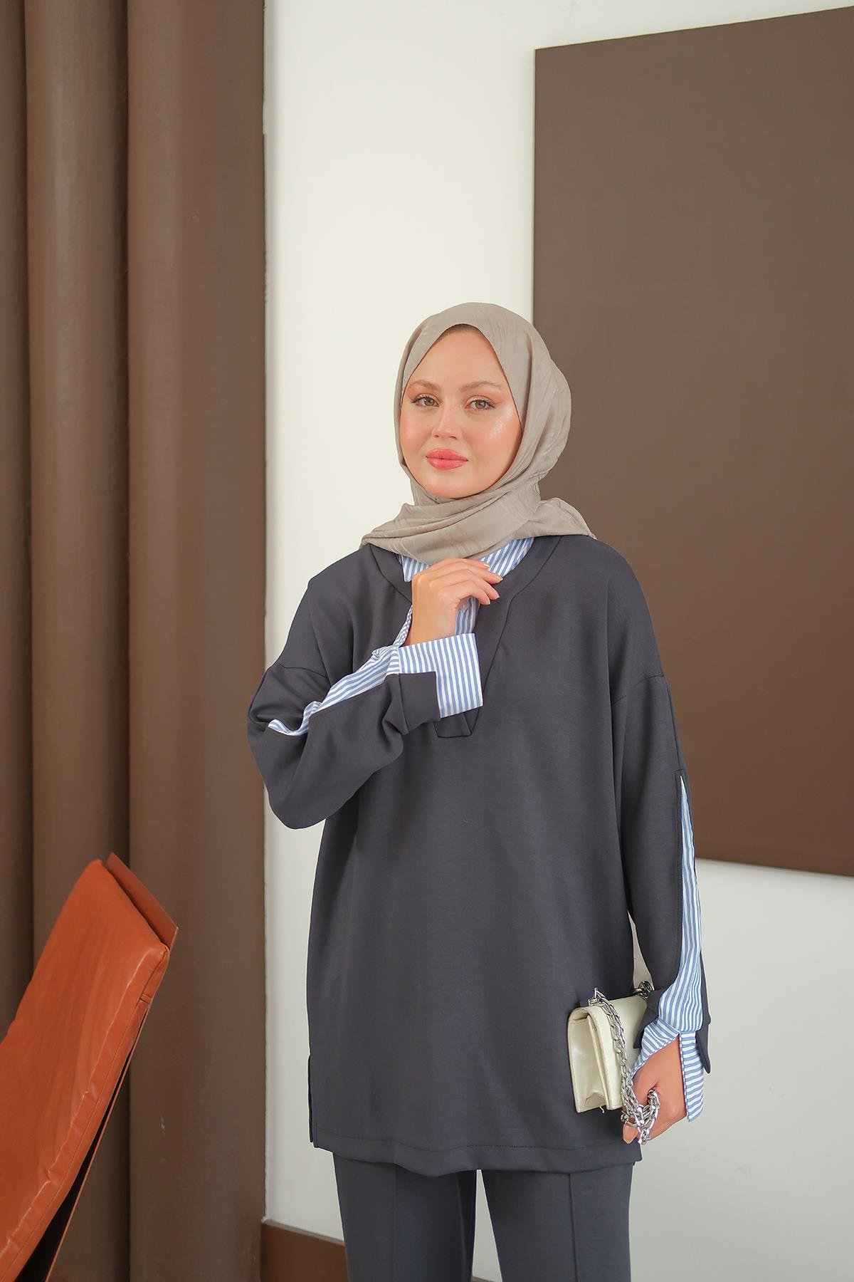 Gömlek Detay Takım Füme