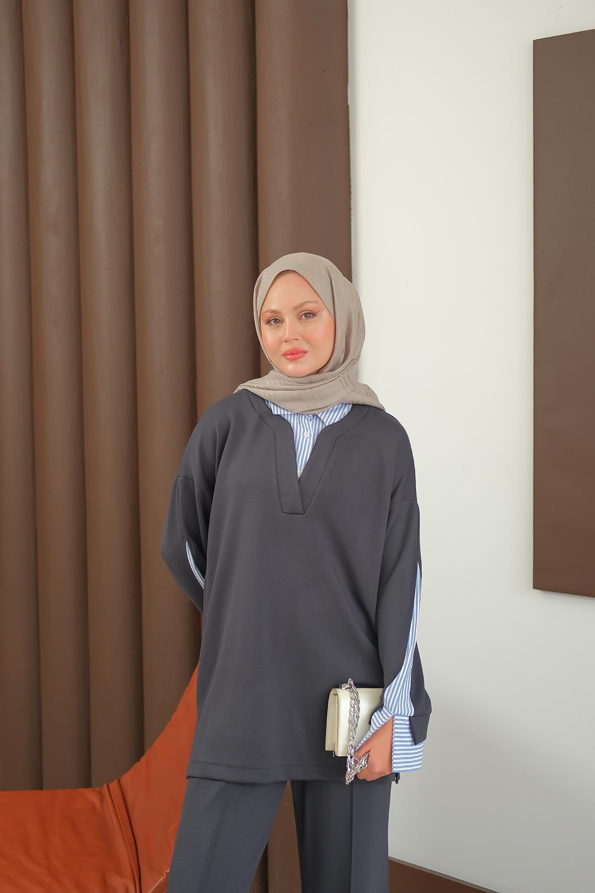 Gömlek Detay Takım Füme