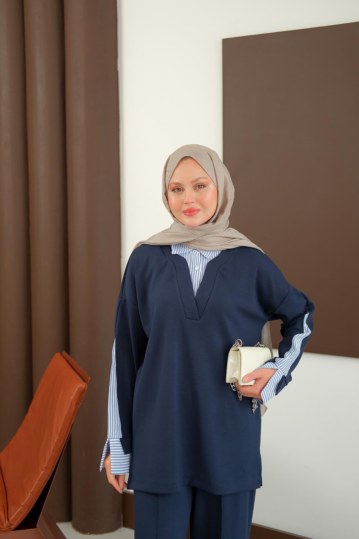 Gömlek Detay Takım Lacivert