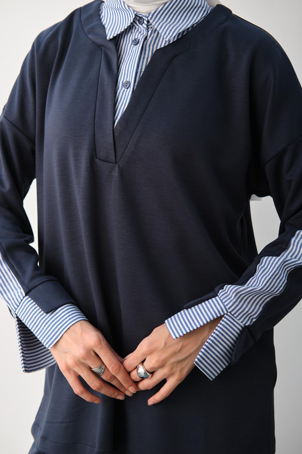 Gömlek Yaka İkili Takım Lacivert