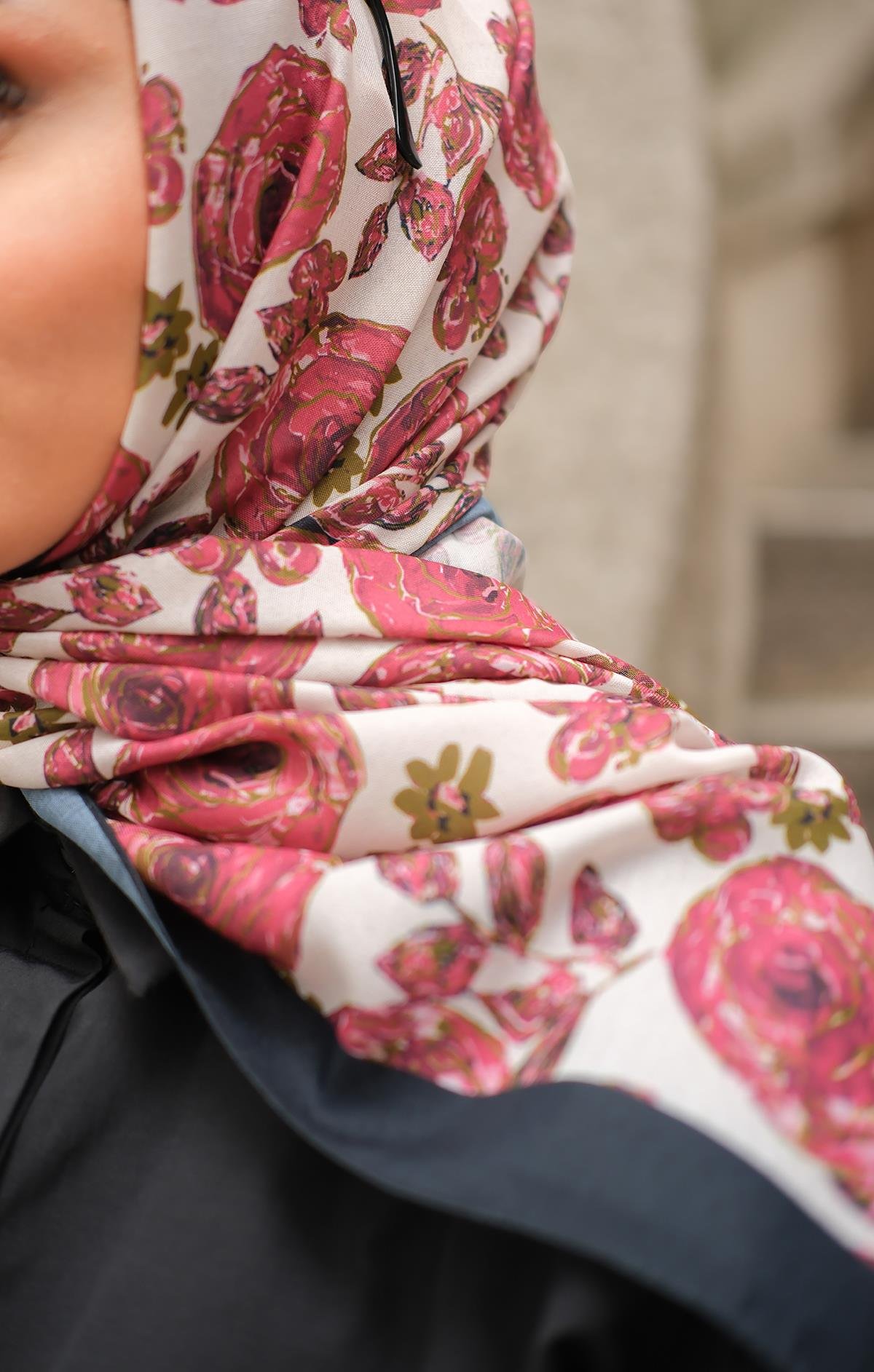 Gül Desen Soft Şal Kırmızı